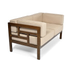 EDEN 2-Person Wooden Garden Sofa Dark Brown/Beige | Garden furniture, relaxation, modern style