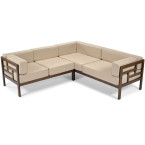 EDEN Wooden Garden Corner Sofa Dark Brown/Beige | Garden corner sofa, relaxation set, comfort on the patio