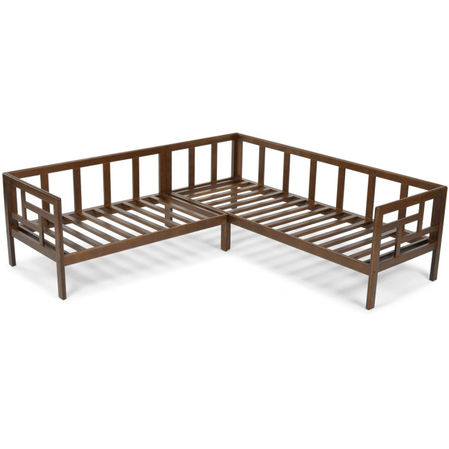 EDEN Wooden Garden Corner Sofa Dark Brown/Beige | Garden corner sofa, relaxation set, comfort on the patio