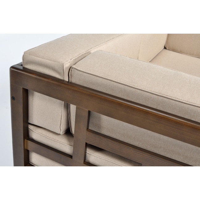 EDEN Wooden Garden Corner Sofa Dark Brown/Beige | Garden corner sofa, relaxation set, comfort on the patio