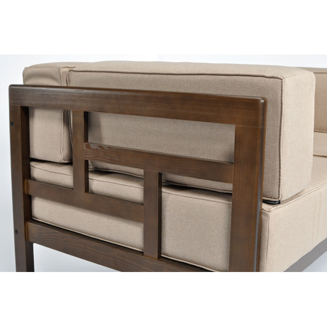 EDEN Wooden Garden Corner Sofa Dark Brown/Beige | Garden corner sofa, relaxation set, comfort on the patio