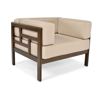 EDEN Wooden Garden Armchair Dark Brown/Beige | Comfortable garden armchair, modern style, for patio and balcony
