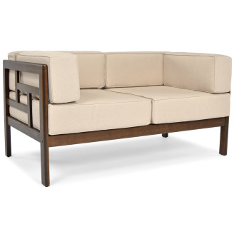 EDEN 2-Person Wooden Garden Sofa Dark Brown/Beige | Garden furniture, relaxation, modern style