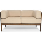 EDEN 2-Person Wooden Garden Sofa Dark Brown/Beige | Garden furniture, relaxation, modern style