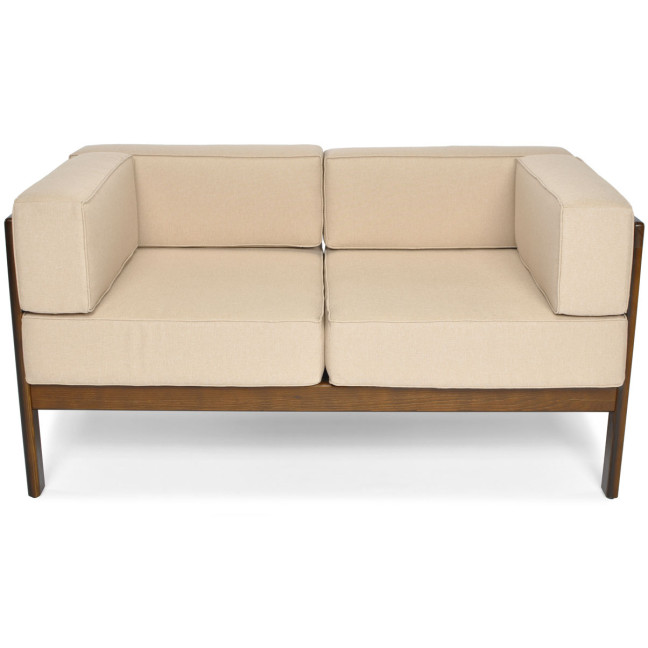 EDEN 2-Person Wooden Garden Sofa Dark Brown/Beige | Garden furniture, relaxation, modern style
