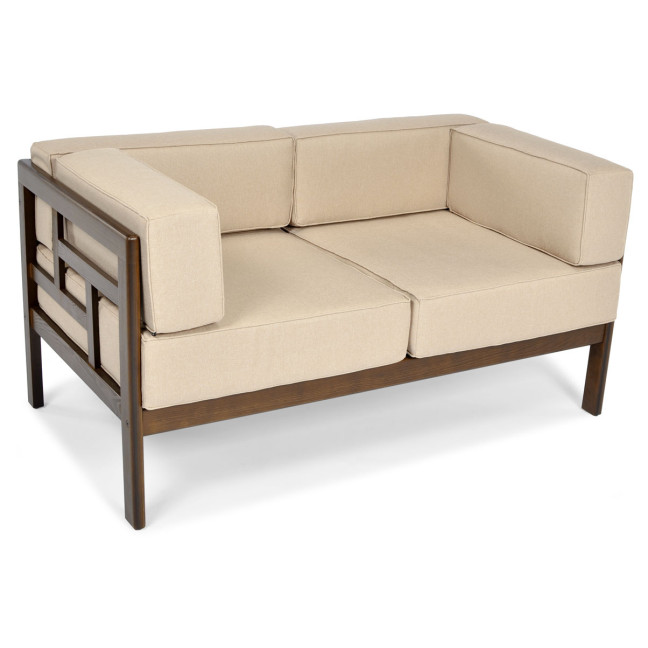 EDEN 2-Person Wooden Garden Sofa Dark Brown/Beige | Garden furniture, relaxation, modern style