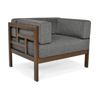 EDEN Wooden Garden Armchair Dark Brown/Beige | Comfortable garden armchair, modern style, for patio and balcony