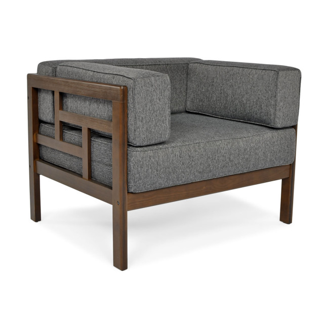 EDEN Wooden Garden Armchair Dark Brown/Beige | Comfortable garden armchair, modern style, for patio and balcony