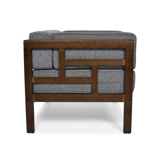 EDEN Wooden Garden Armchair Dark Brown/Beige | Comfortable garden armchair, modern style, for patio and balcony
