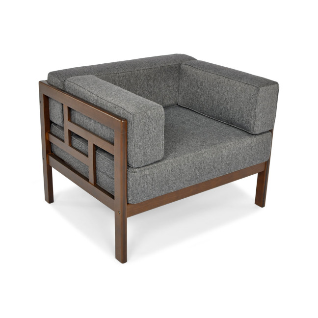 EDEN Wooden Garden Armchair Dark Brown/Beige | Comfortable garden armchair, modern style, for patio and balcony