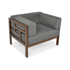 EDEN Wooden Garden Armchair Dark Brown/Beige | Comfortable garden armchair, modern style, for patio and balcony