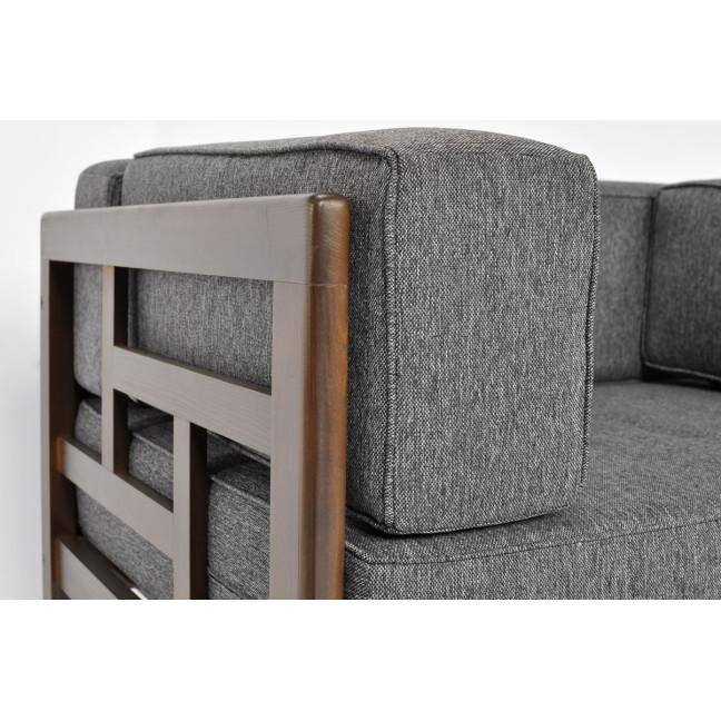 EDEN Wooden Garden Armchair Dark Brown/Beige | Comfortable garden armchair, modern style, for patio and balcony
