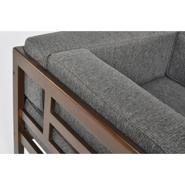 EDEN Wooden Garden Armchair Dark Brown/Beige | Comfortable garden armchair, modern style, for patio and balcony