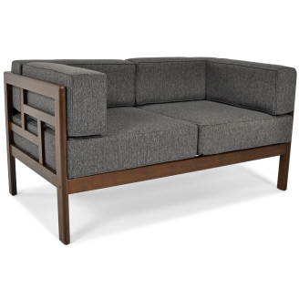 EDEN 2-Person Wooden Garden Sofa Dark Brown/Beige | Garden furniture, relaxation, modern style