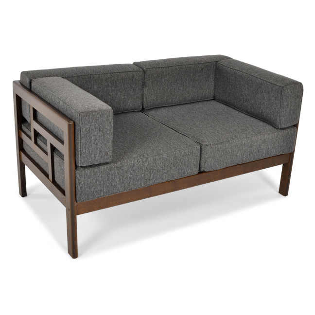 EDEN 2-Person Wooden Garden Sofa Dark Brown/Beige | Garden furniture, relaxation, modern style