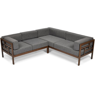 EDEN Wooden Garden Corner Sofa Dark Brown/Beige | Garden corner sofa, relaxation set, comfort on the patio