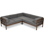 EDEN Wooden Garden Corner Sofa Dark Brown/Beige | Garden corner sofa, relaxation set, comfort on the patio