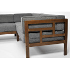 EDEN Wooden Garden Corner Sofa Dark Brown/Beige | Garden corner sofa, relaxation set, comfort on the patio