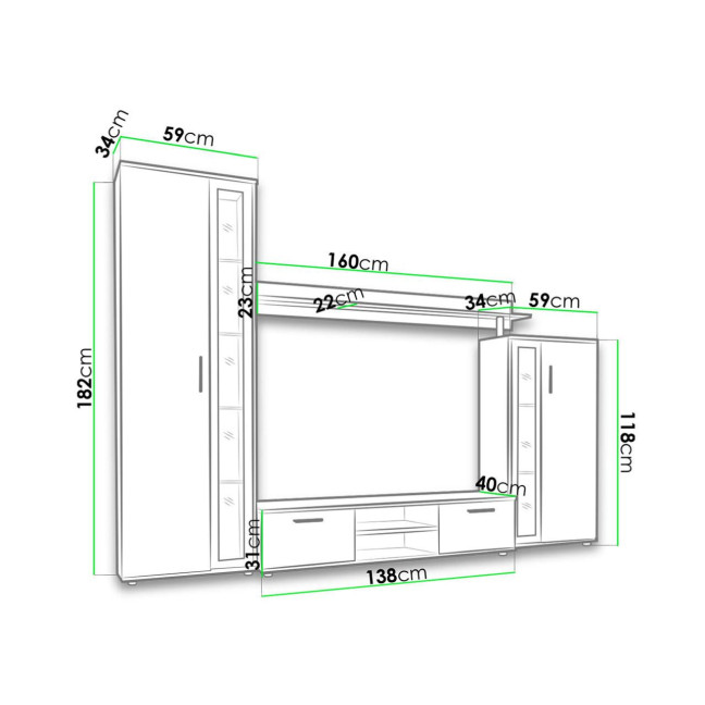 BENTLEY - WALL UNIT OAK GREY