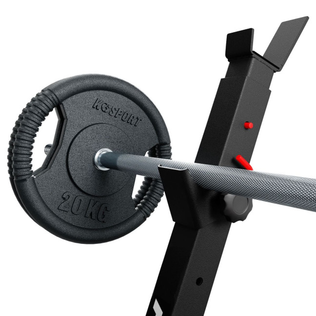 training bench and adjustable barbell support