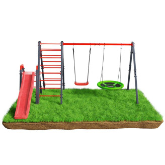Climbing structure with swing and slide