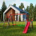 Climbing structure with swing and slide