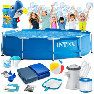 NTEX Metal Frame Pool Ø 305 × 76 cm (15-in-1 kit • model 28202) + Bubble Machine FREE
