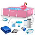 INTEX Metal-Frame Pool 220 × 150 × 60 cm (15-in-1 pink kit • model 28266)