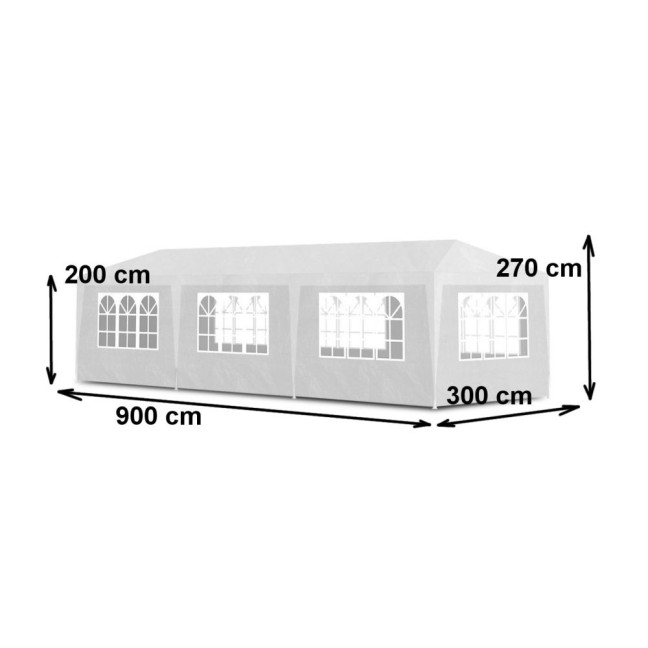 MultiGarden White Commercial Garden Pavilion Tent 3x9 m with 8 Walls | Garden furniture, relaxation, modern style