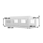 MultiGarden White Commercial Garden Pavilion Tent 3x9 m with 8 Walls | Garden furniture, relaxation, modern style