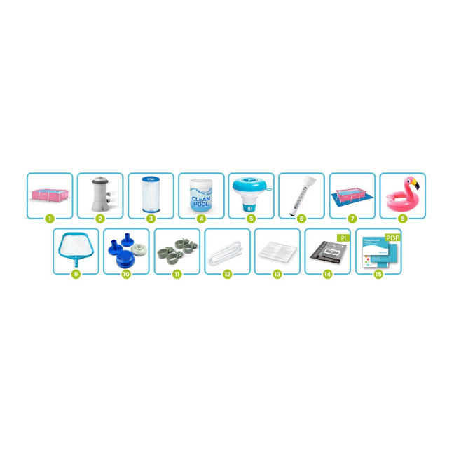Frame garden pool 220 x 150 x 60 cm 15 in 1