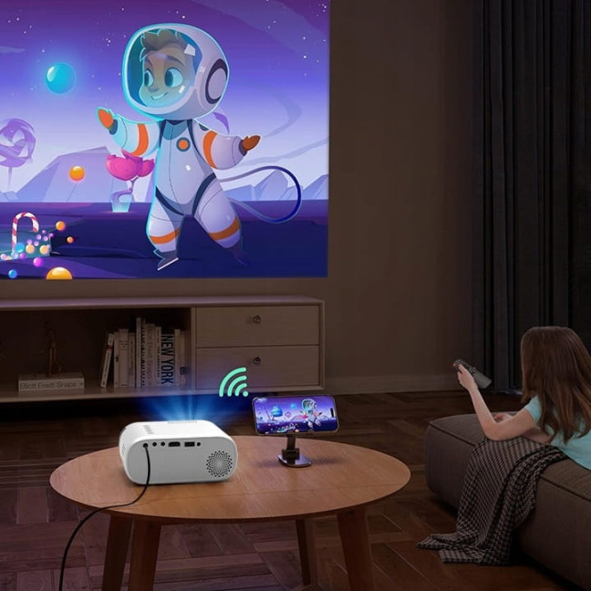 Mini Portable Projector WiFi 2.4/5 GHz Miracast Airplay Full HD for Smartphone 3000 lm Zenwire d300s