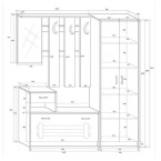 A stylish set of furniture for hall/ chest of drawers with shelves, spacious wardrobe, hanger, mirror.