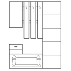 A stylish set of furniture for hall/ chest of drawers with shelves, spacious wardrobe, hanger, mirror.