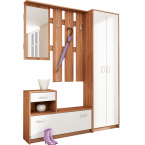 A stylish set of furniture for hall/ chest of drawers with shelves, spacious wardrobe, hanger, mirror.