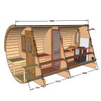 Barrel Outdoor Sauna 400 for 7 persons / Electric or Wood-Burning Harvia Stove  / High Quality Scandinavian Spruce (Thermwood)